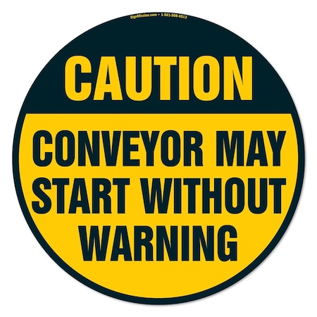 Signmission Conveyor May Start w/o Warning 16in Non-Slip Floor Marker, 3PK, 16 in L, 16 in H, 2-C-16-3PK-99956 FD-2-C-16-3PK-99956